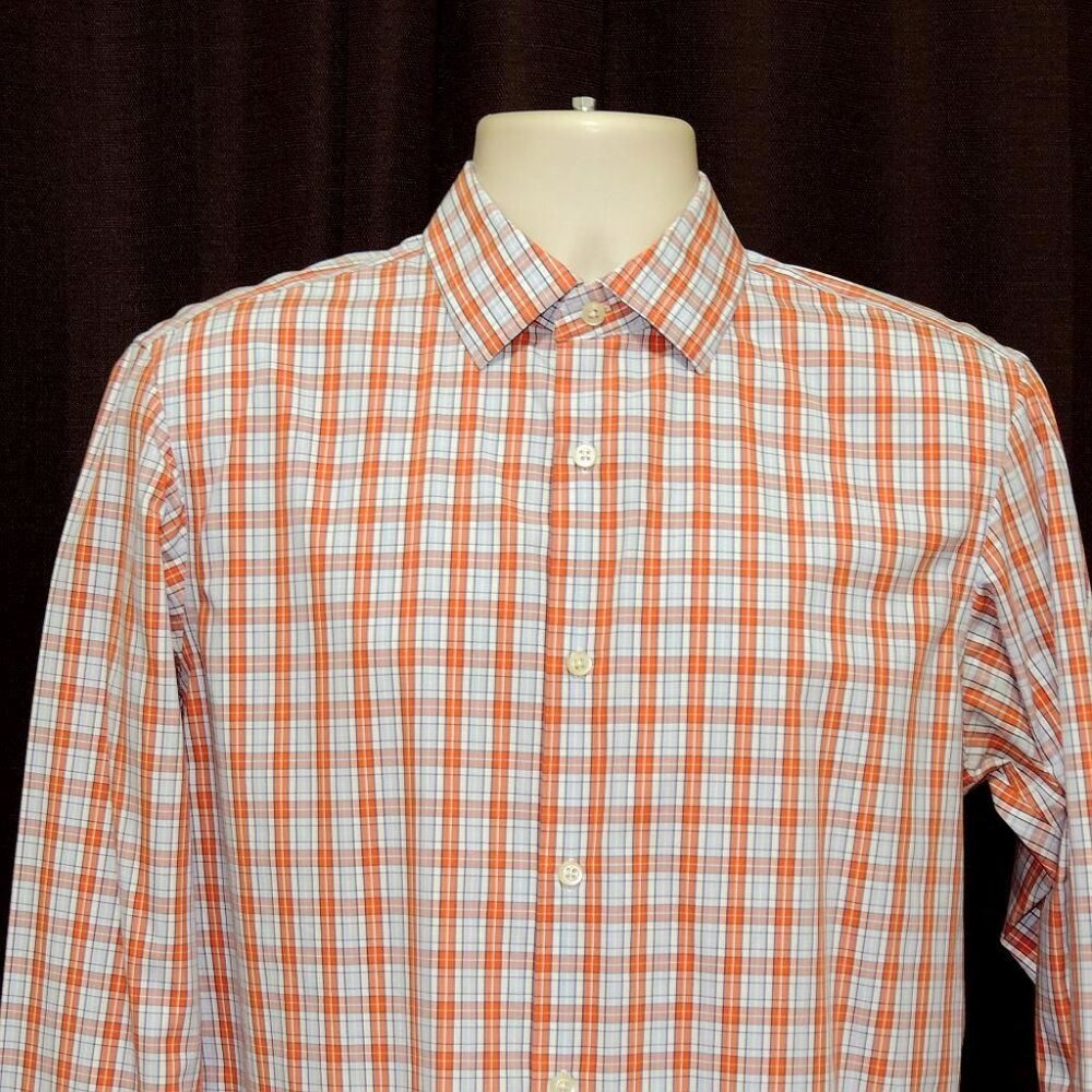 Banana Republic Non Iron Cotton SLIM FIT Long Sleeve Mens Plaid Shirt Sz. M Mint